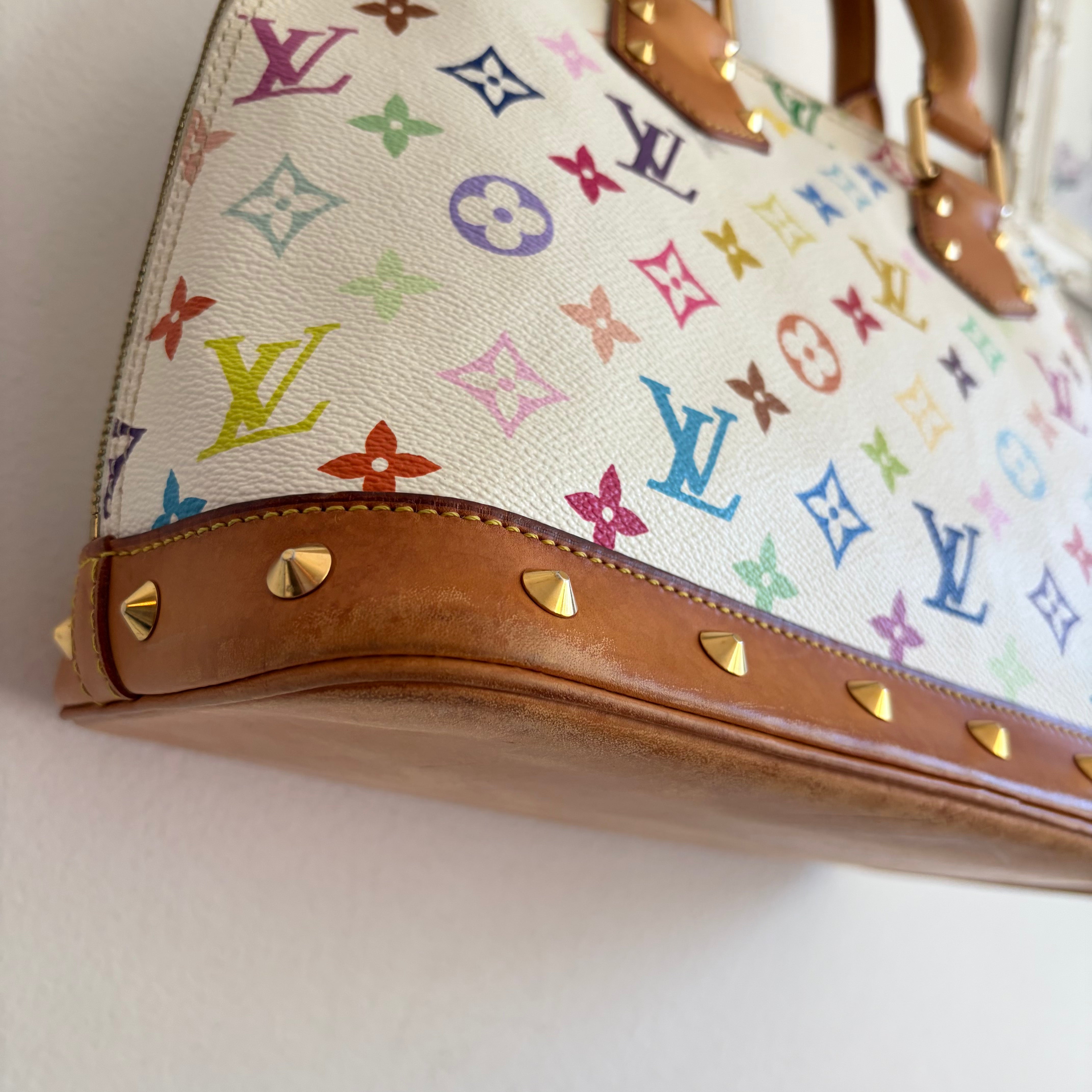 Pre-Owned LOUIS VUITTON Vintage White Monogram Multicolor Alma PM 