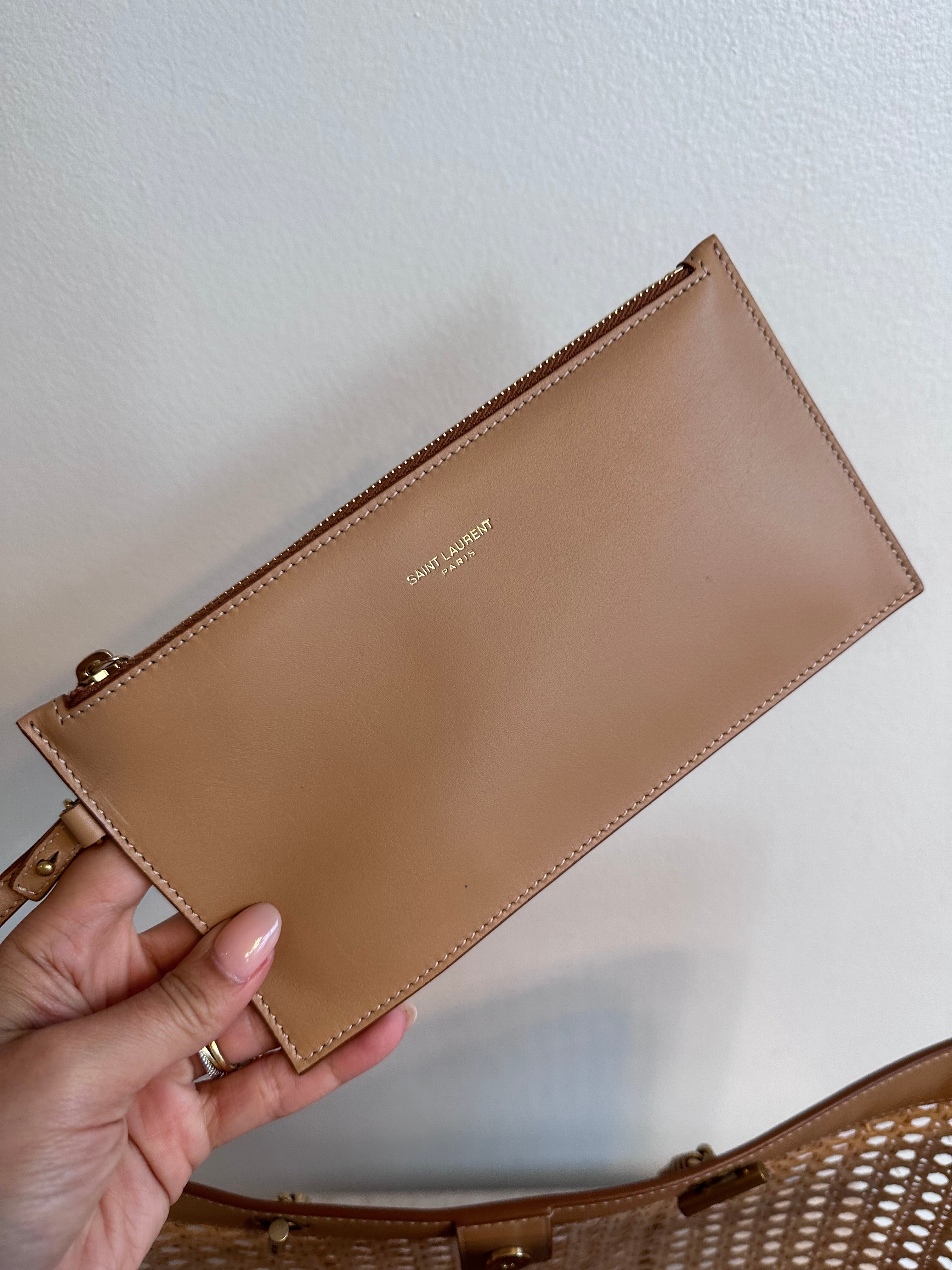 Pre-Owned SAINT LAURENT Woven Cane Shopping Tote