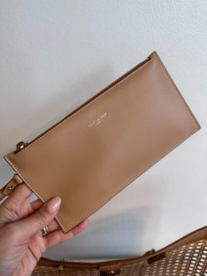 Pre-Owned SAINT LAURENT Woven Cane Shopping Tote