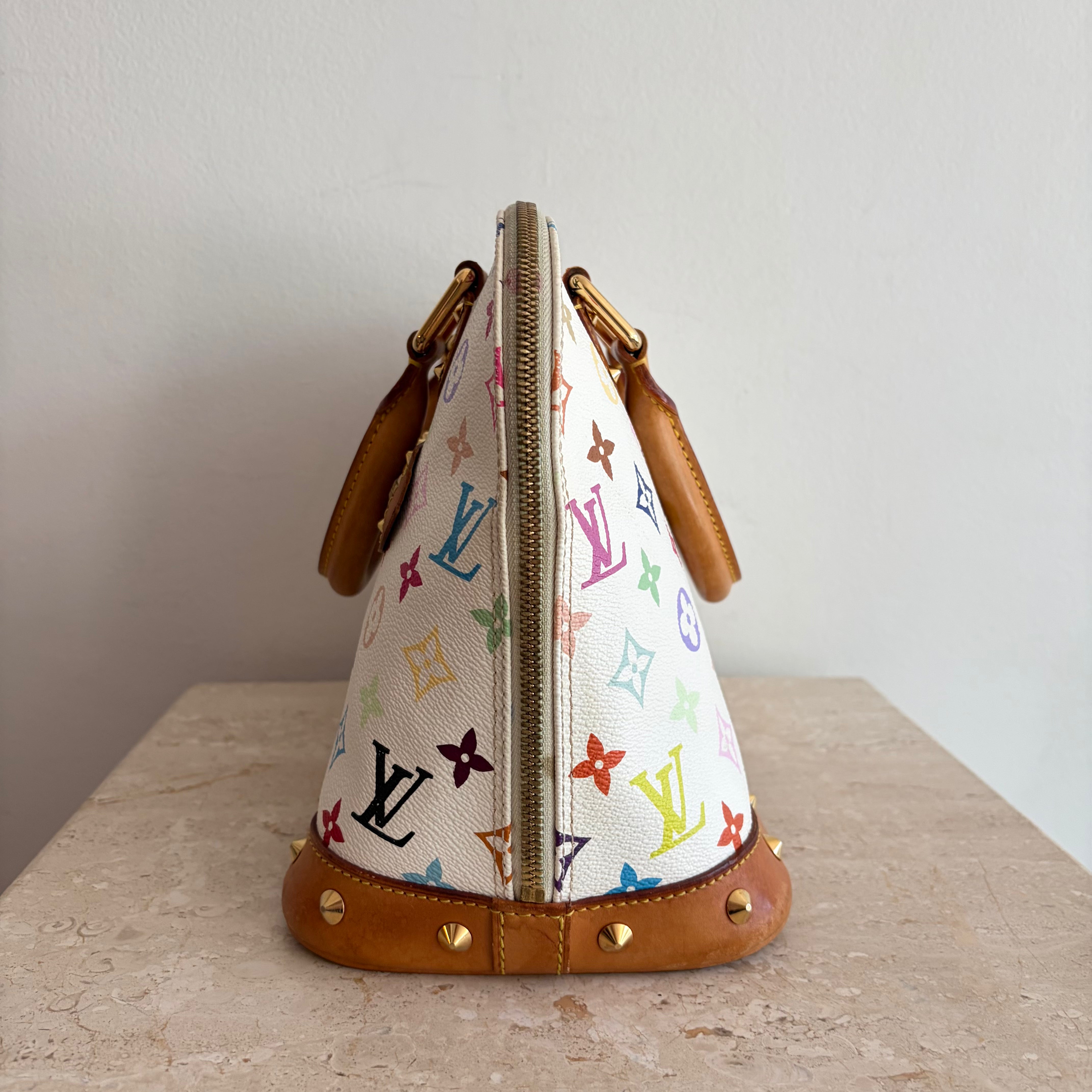 Pre-Owned LOUIS VUITTON Vintage White Monogram Multicolor Alma PM 