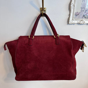 Pre-Owned GUCCI 1973 Burgundy Suede Top Handle Tote