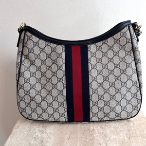 Pre-Owned GUCCI Navy GG Supreme Web Shoulder Bag
