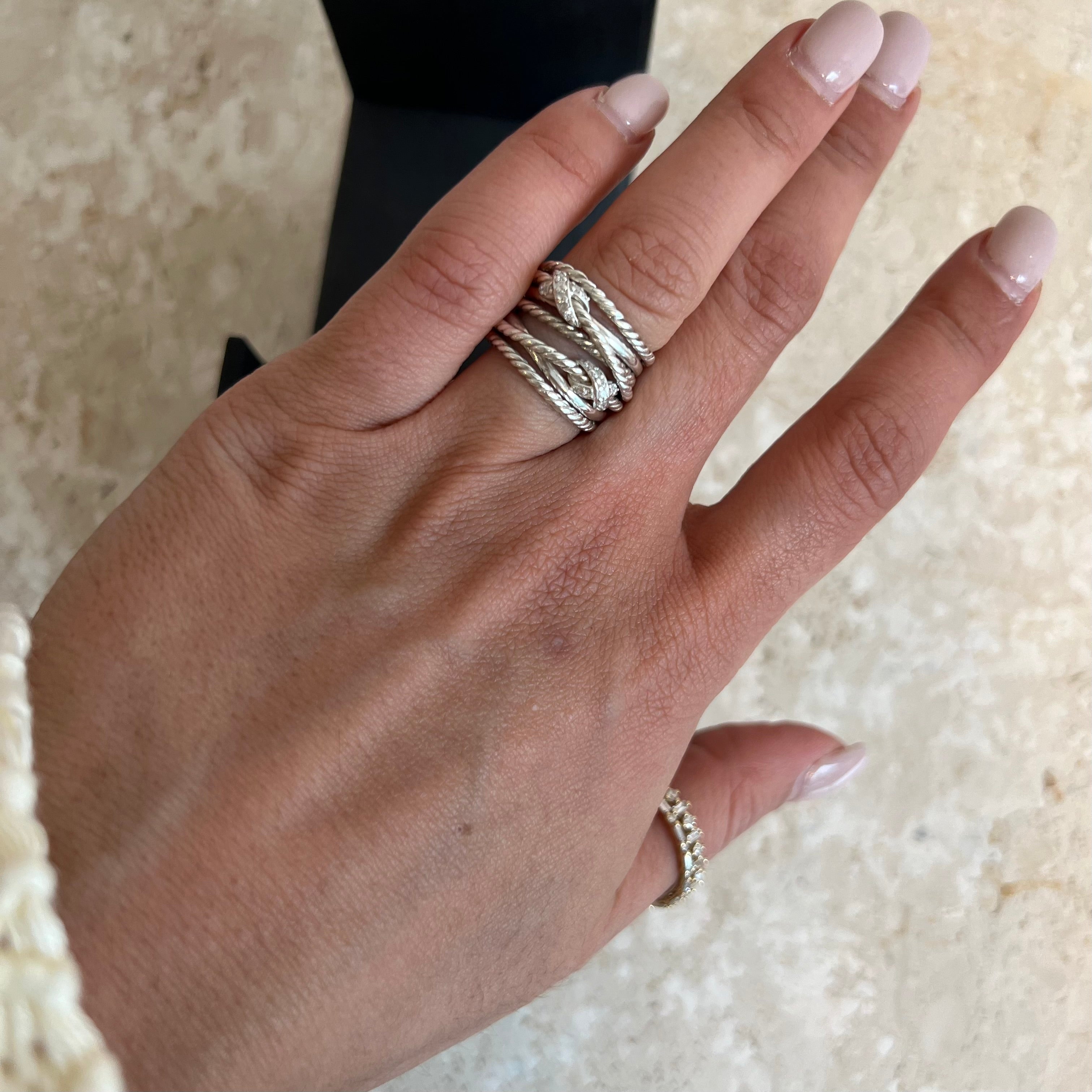 Pre-Owned DAVID YURMAN SS Double X Crossover Ring