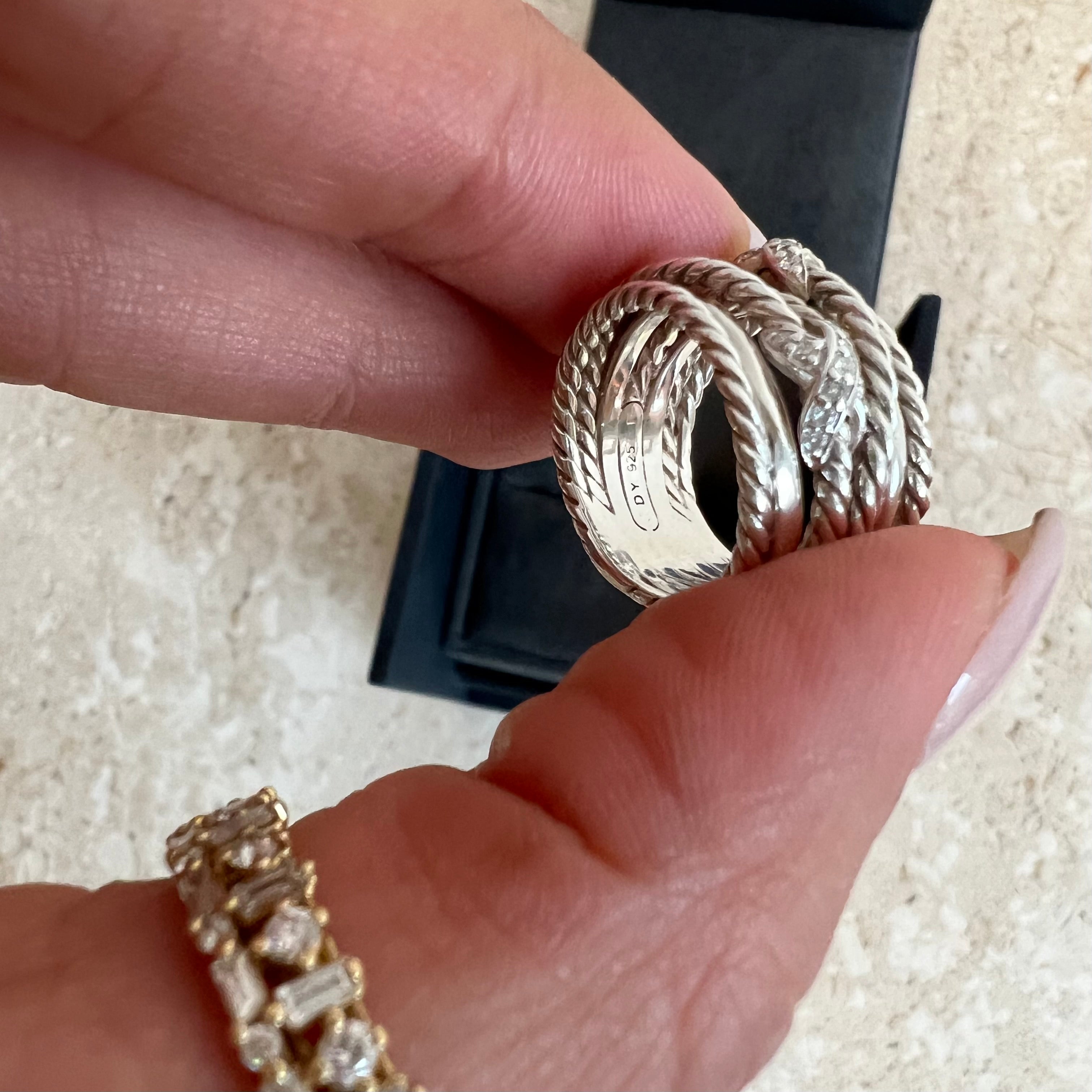 Pre-Owned DAVID YURMAN SS Double X Crossover Ring
