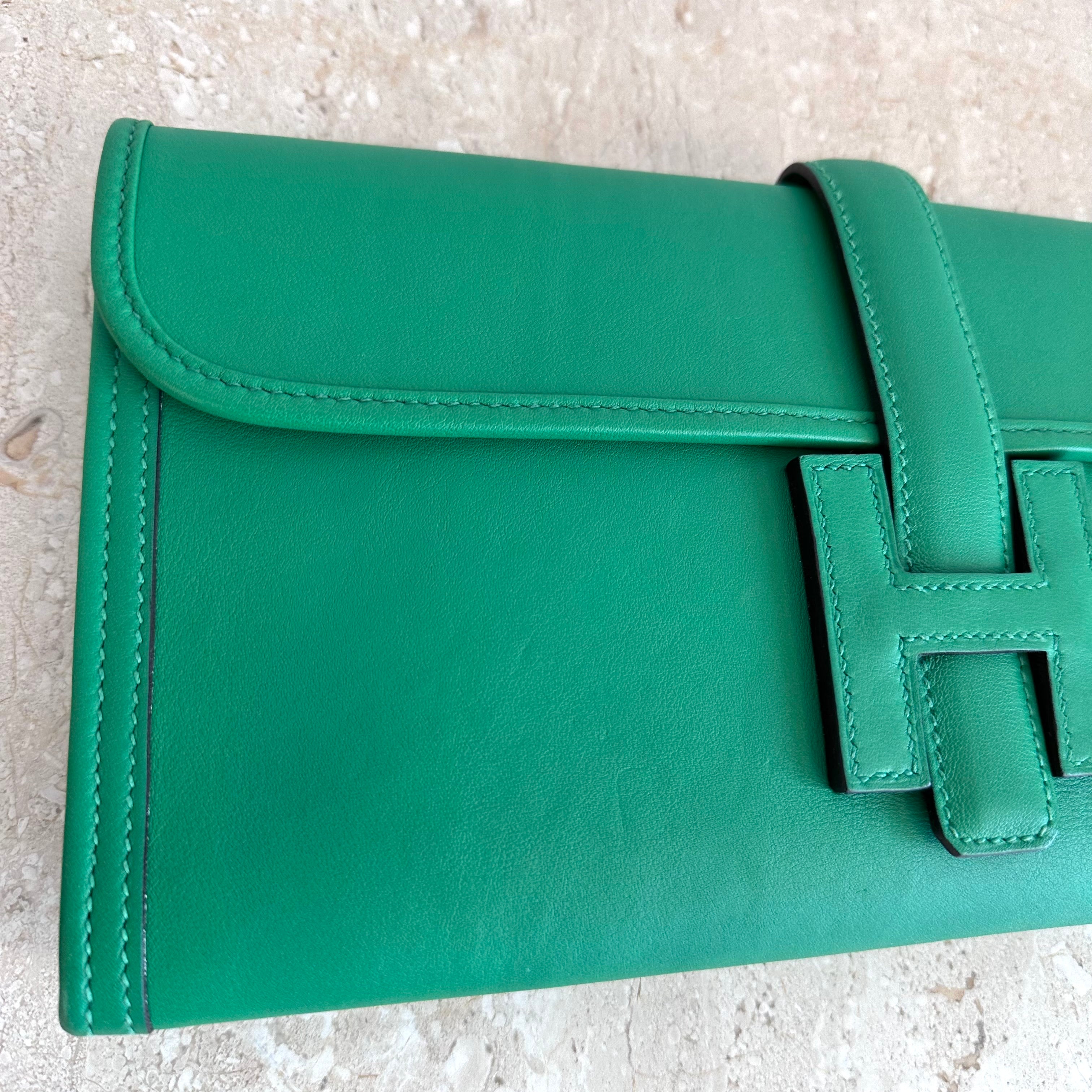 Pre-Owned HERMES Bambou Green Swift Jige Elan 29 Clutch