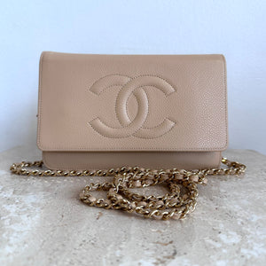 Pre-Owned CHANEL Beige Timeless Wallet on Chain