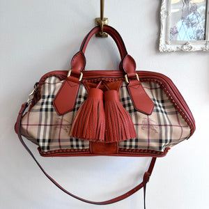 Pre-Owned Burberry Landscape Haymarket Luggage Bowling Bag