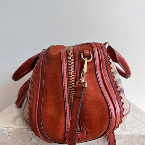 Pre-Owned Burberry Landscape Haymarket Luggage Bowling Bag