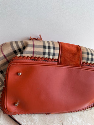 Pre-Owned Burberry Landscape Haymarket Luggage Bowling Bag