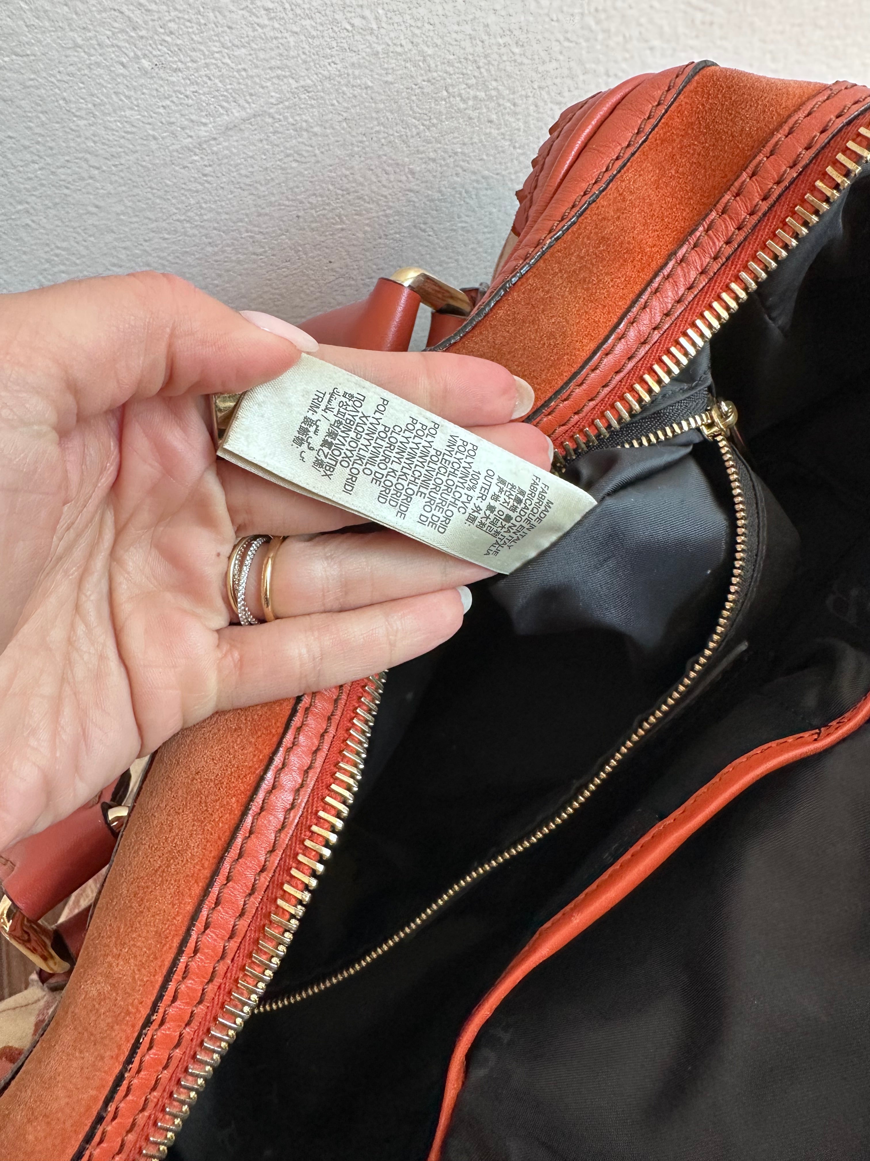 Pre-Owned Burberry Landscape Haymarket Luggage Bowling Bag
