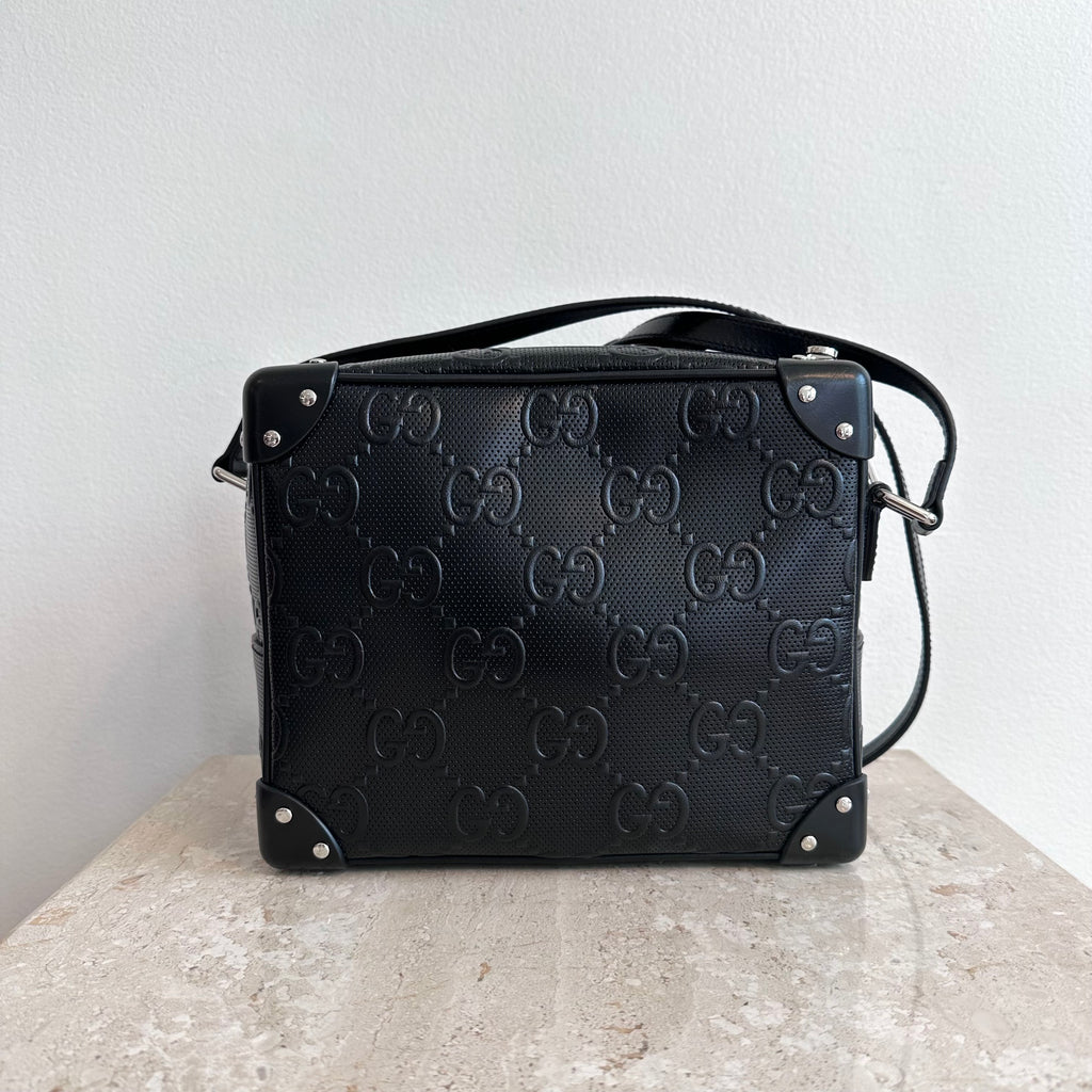 Pre-Owned GUCCI Black GG Supreme Soft Trunk Noir Crossbody