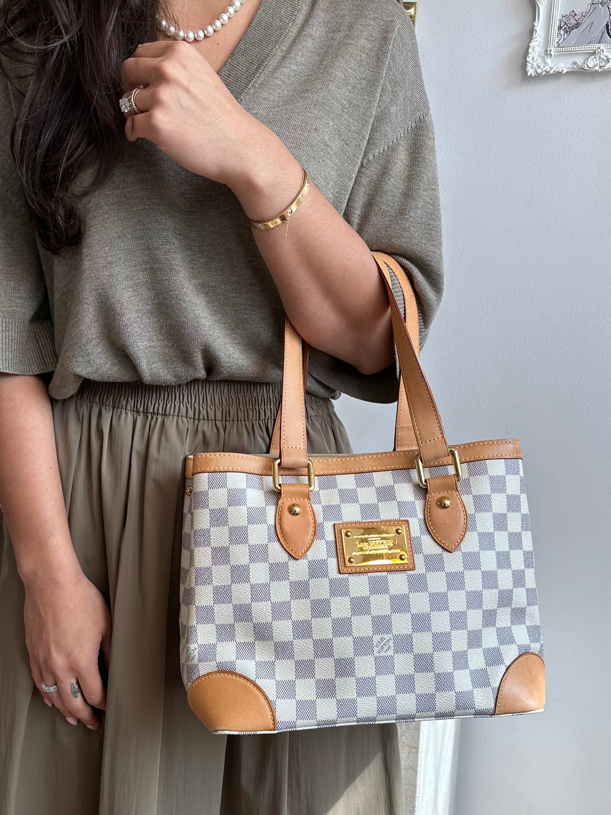 Pre-Ownedd LOUIS VUITTON Damier Azur Hampstead PM