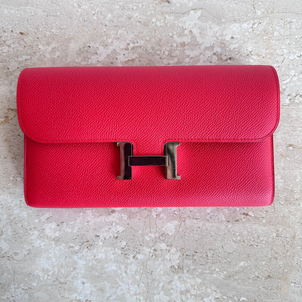 Pre-Owned HERMES Constance Rouge Tomate Long Wallet