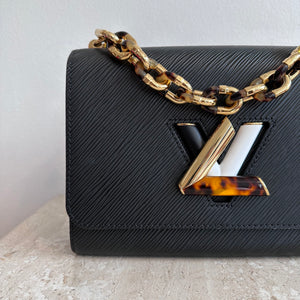 Pre-Owned LOUIS VUITTON Black Epi Tortoiseshell Twist MM Bag
