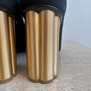 Pre-Owned SALVATORE FERRAGAMO Lucca Black Gold Block Heel Size 9