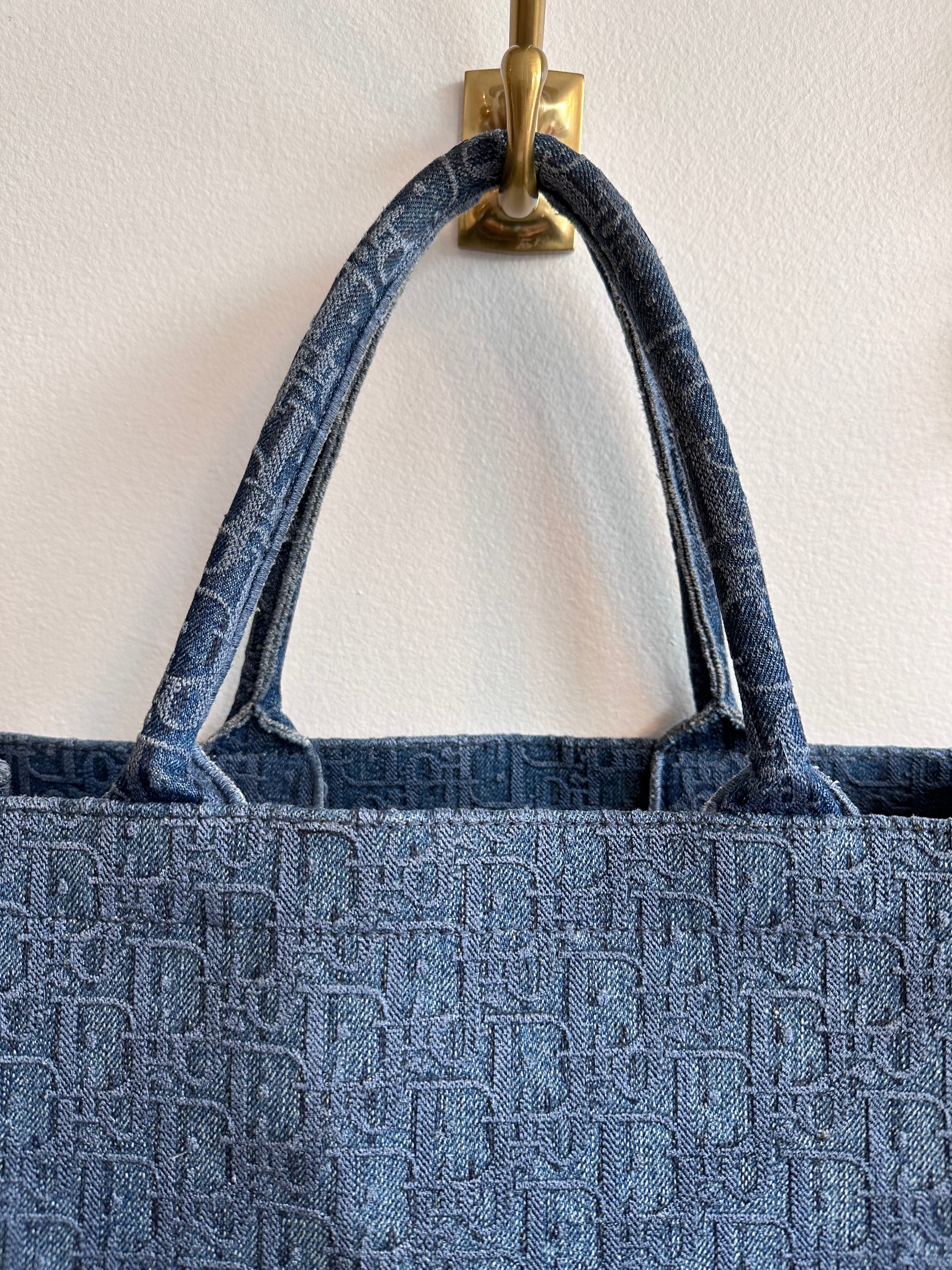 Pre-Owned DIOR Large Oblique Denim Book Tote
