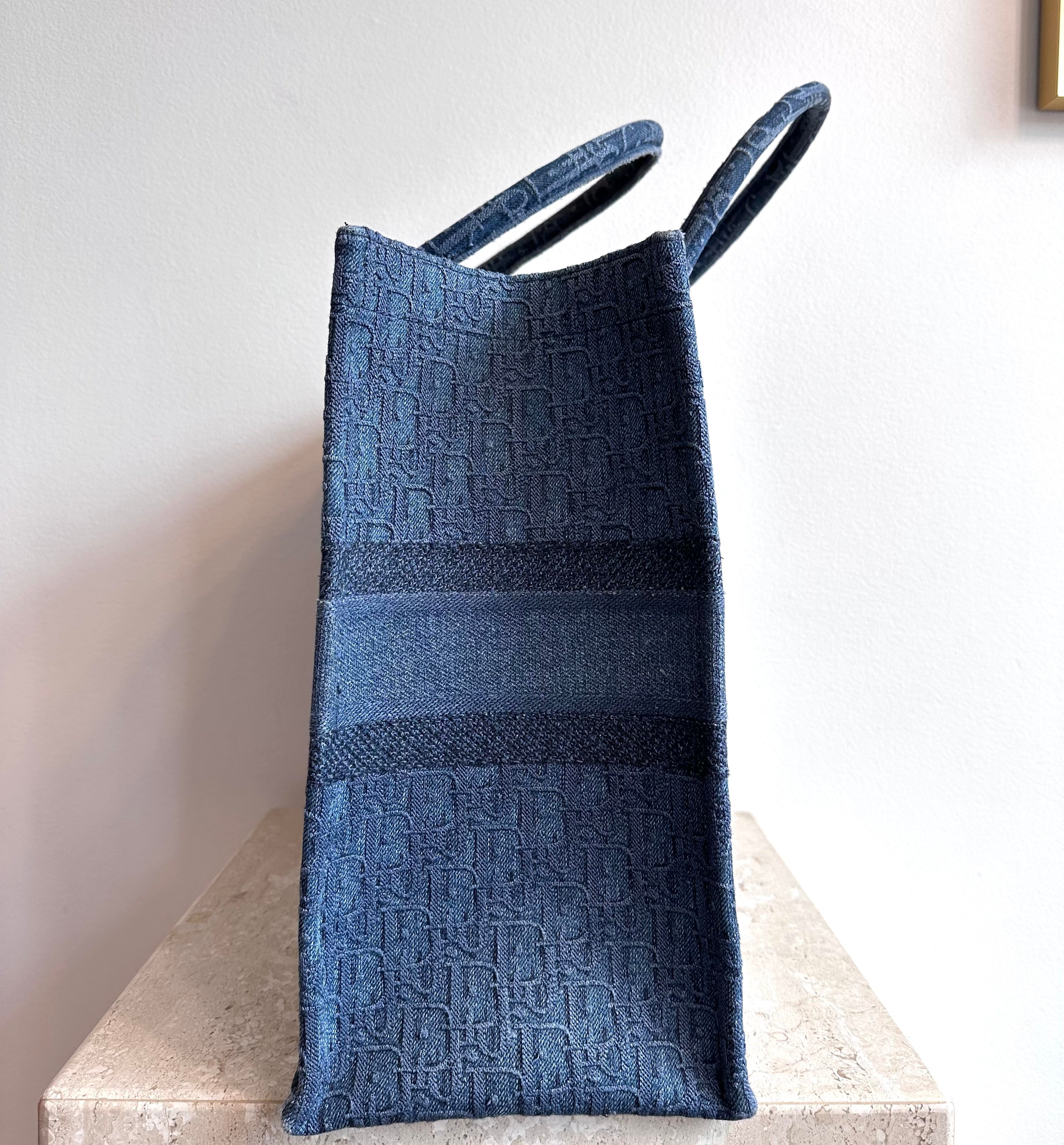 Pre-Owned DIOR Large Oblique Denim Book Tote