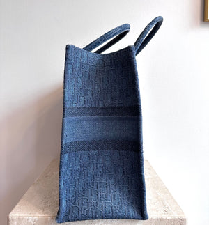 Pre-Owned DIOR Large Oblique Denim Book Tote