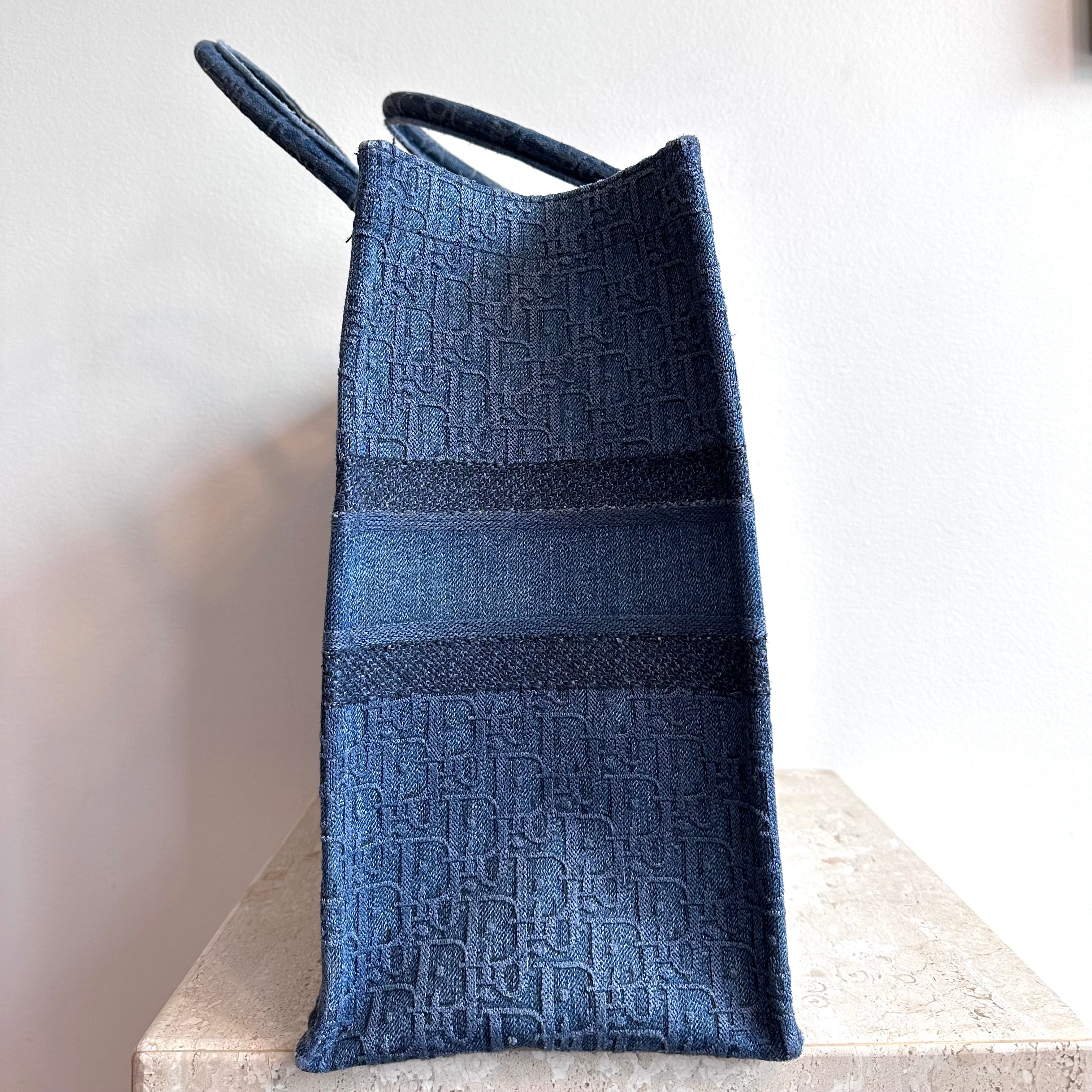 Pre-Owned DIOR Large Oblique Denim Book Tote