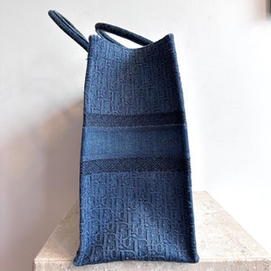 Pre-Owned DIOR Large Oblique Denim Book Tote