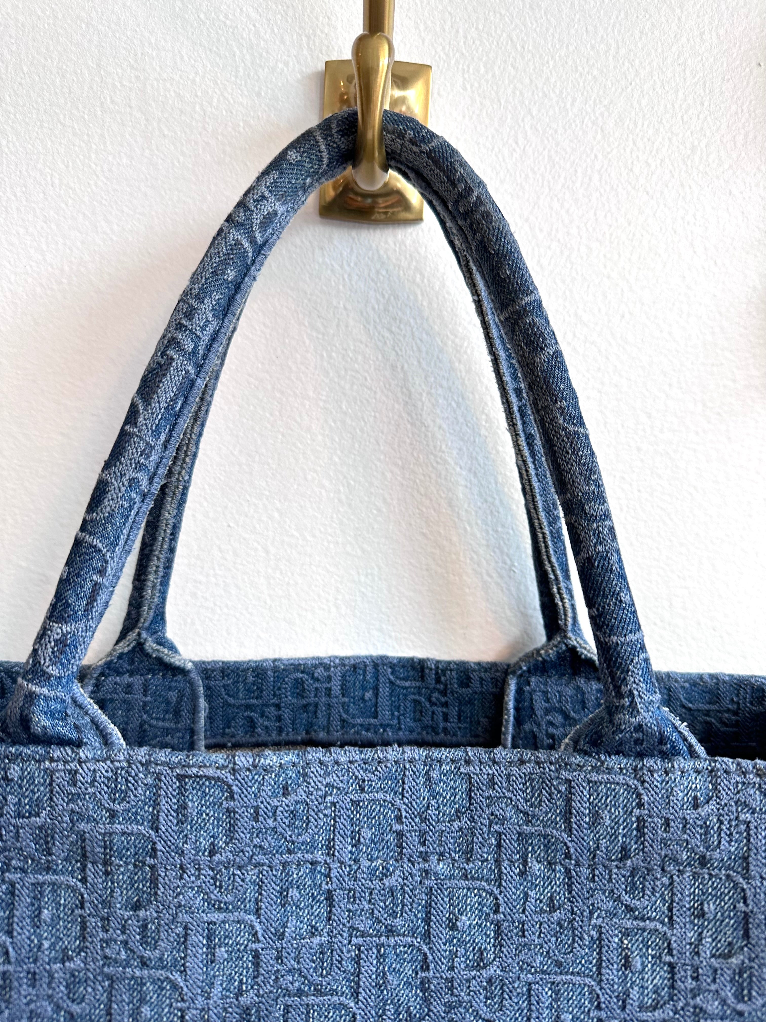 Pre-Owned DIOR Large Oblique Denim Book Tote