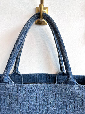 Pre-Owned DIOR Large Oblique Denim Book Tote