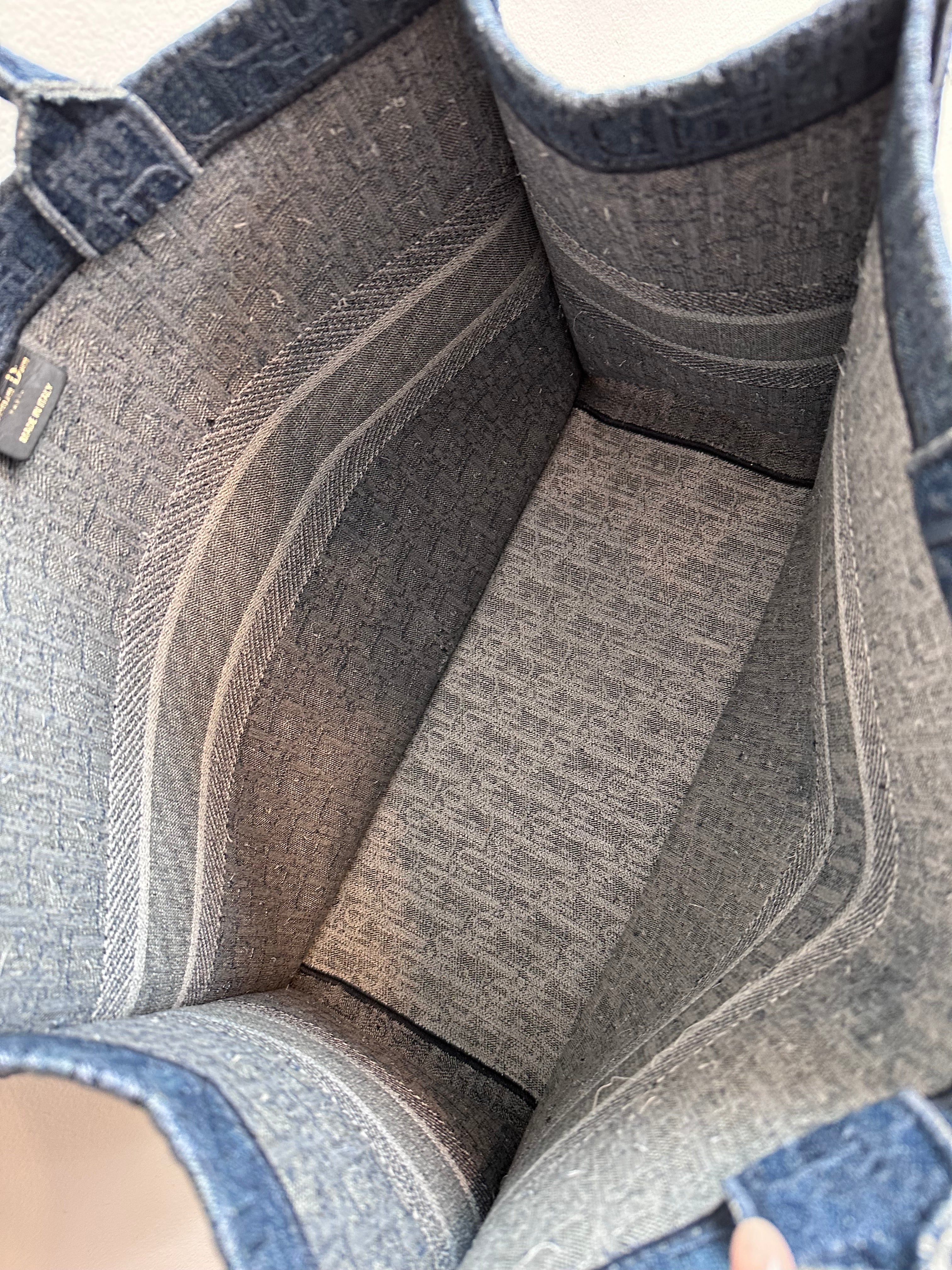 Pre-Owned DIOR Large Oblique Denim Book Tote