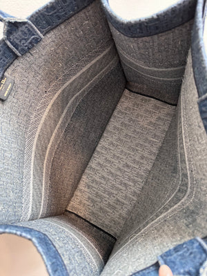 Pre-Owned DIOR Large Oblique Denim Book Tote