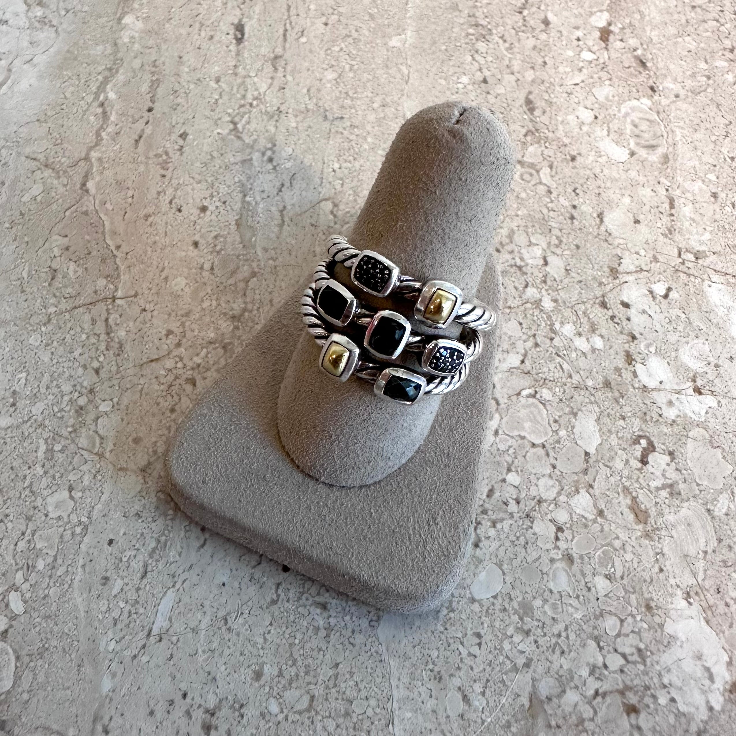 Pre-Owned DAVID YURMAN Hematite And Diamond Onyx Confetti Ring