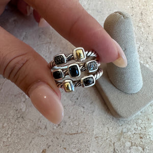 Pre-Owned DAVID YURMAN Hematite And Diamond Onyx Confetti Ring