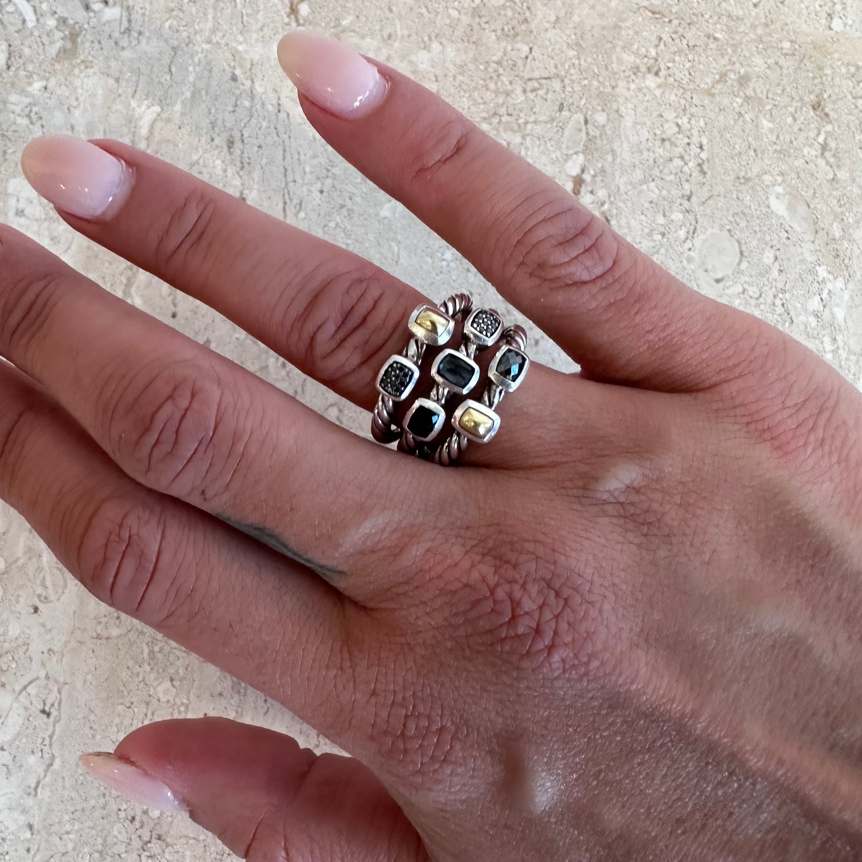 Pre-Owned DAVID YURMAN Hematite And Diamond Onyx Confetti Ring