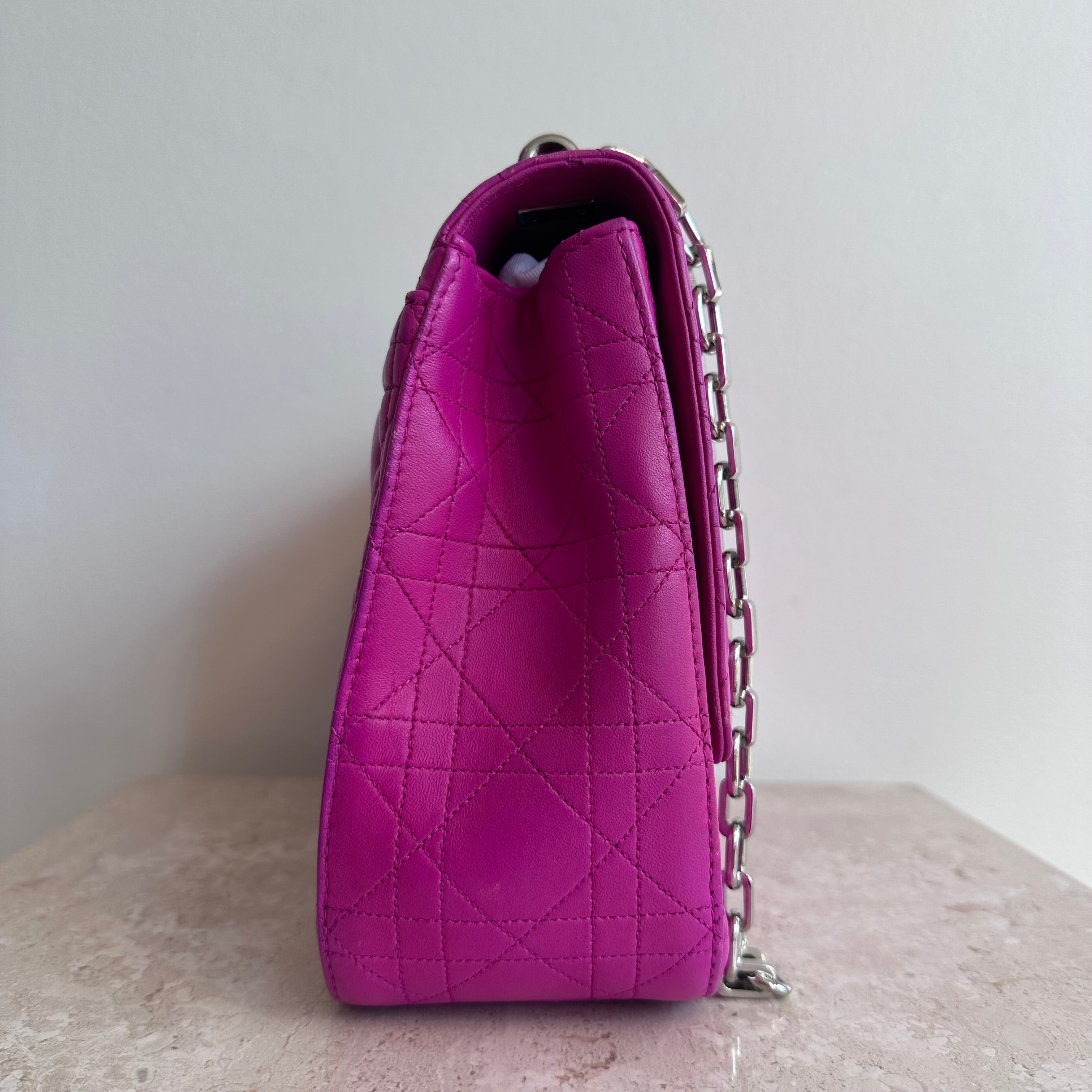 Pre-Owned DIOR Miss Dior Large Fuchsia Cannage Flap Bag