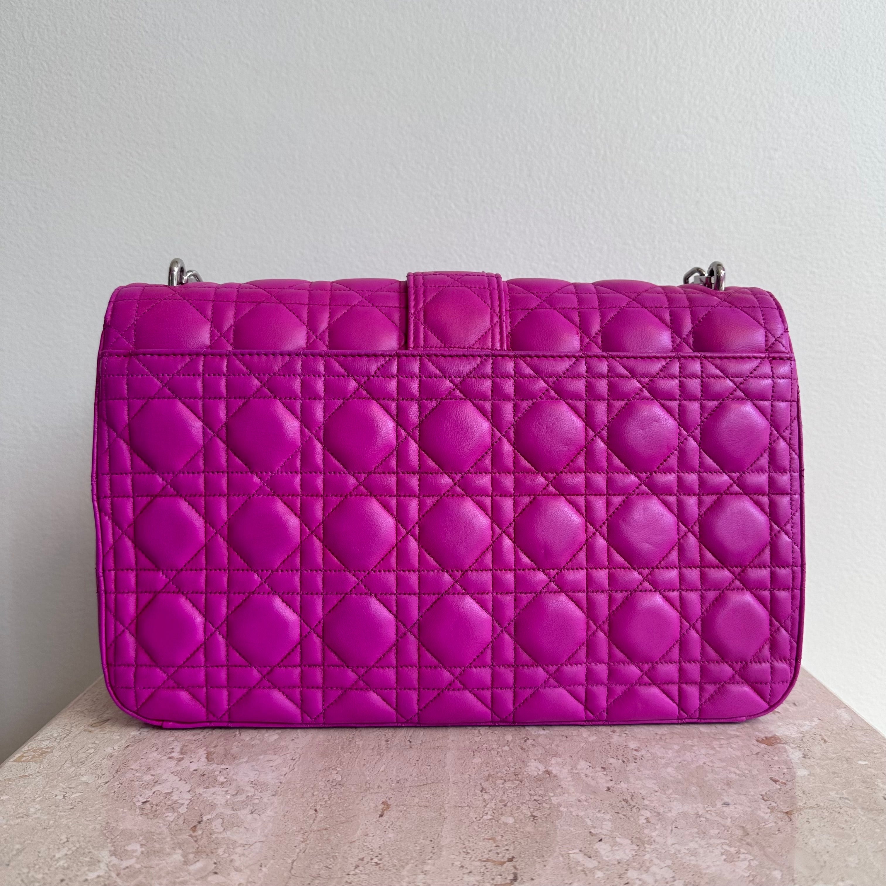 Pre-Owned DIOR Miss Dior Large Fuchsia Cannage Flap Bag