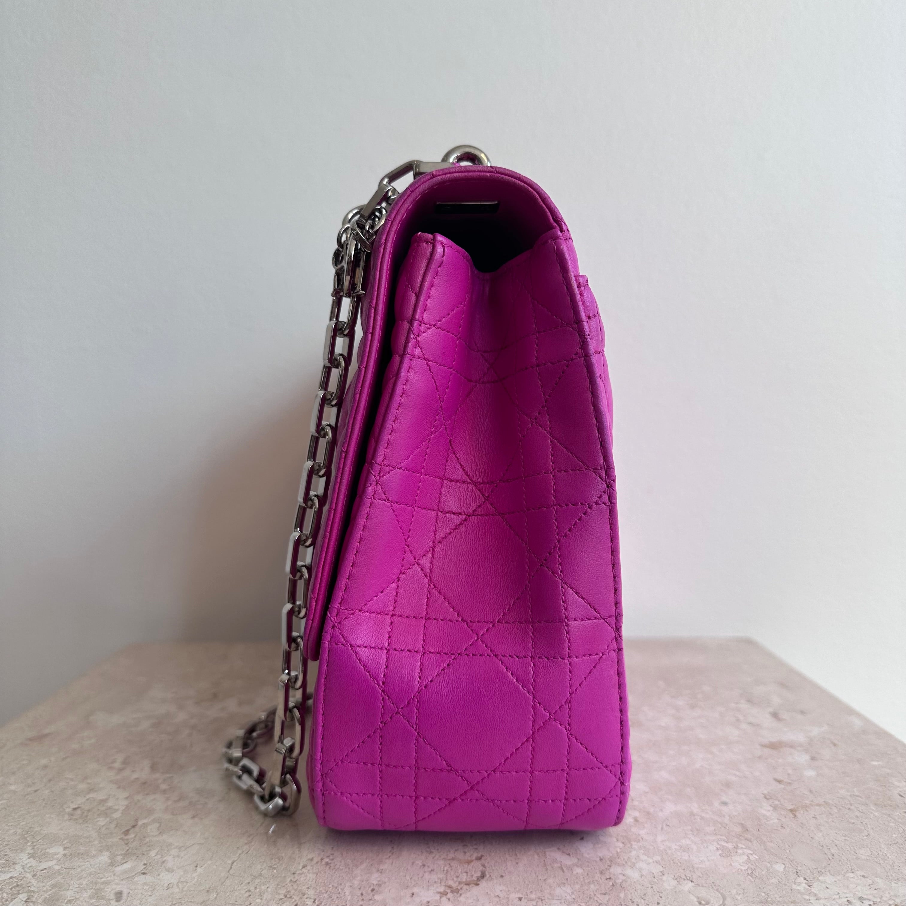 Pre-Owned DIOR Miss Dior Large Fuchsia Cannage Flap Bag