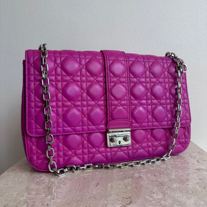 Pre-Owned DIOR Miss Dior Large Fuchsia Cannage Flap Bag