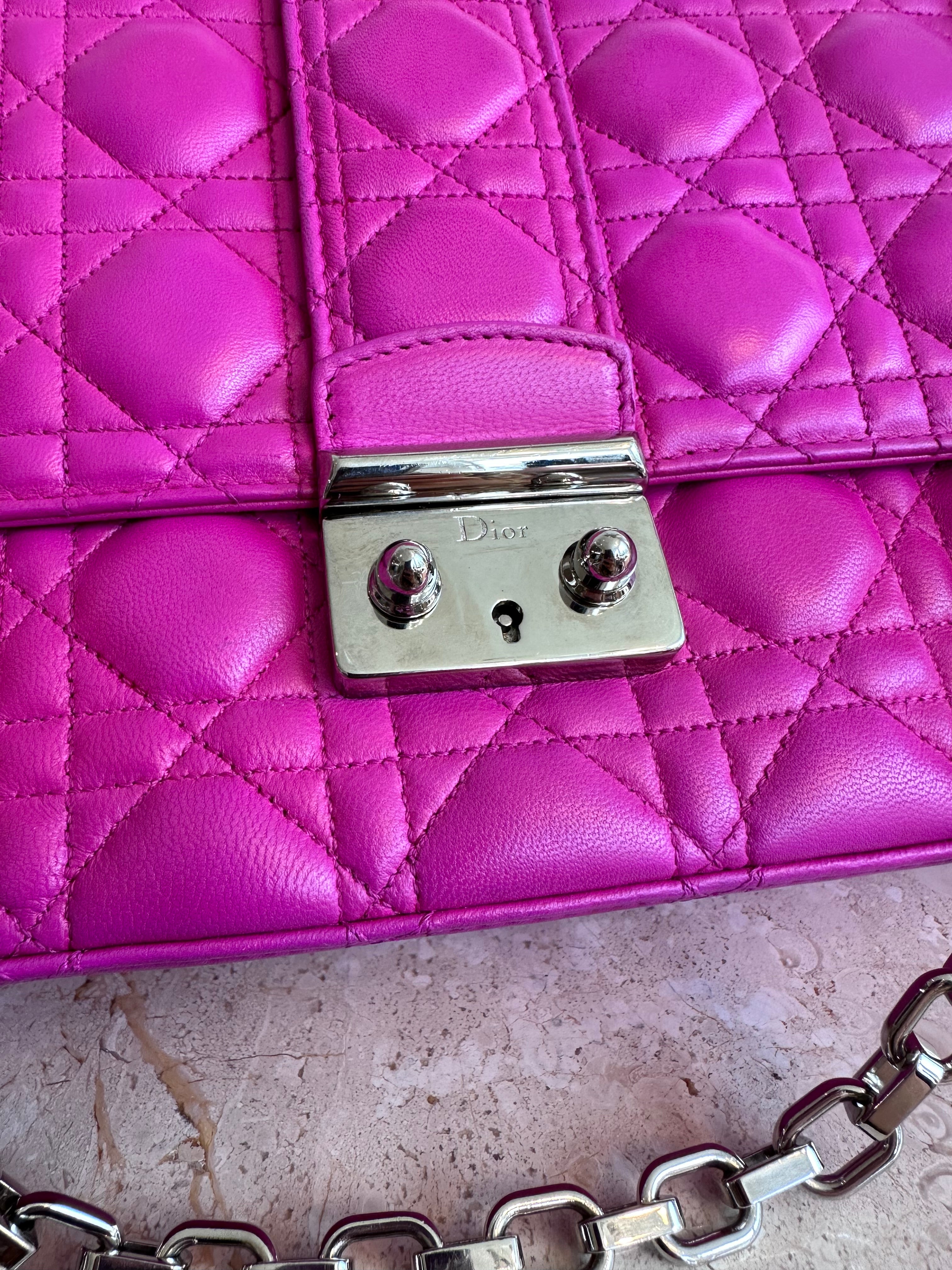 Pre-Owned DIOR Miss Dior Large Fuchsia Cannage Flap Bag