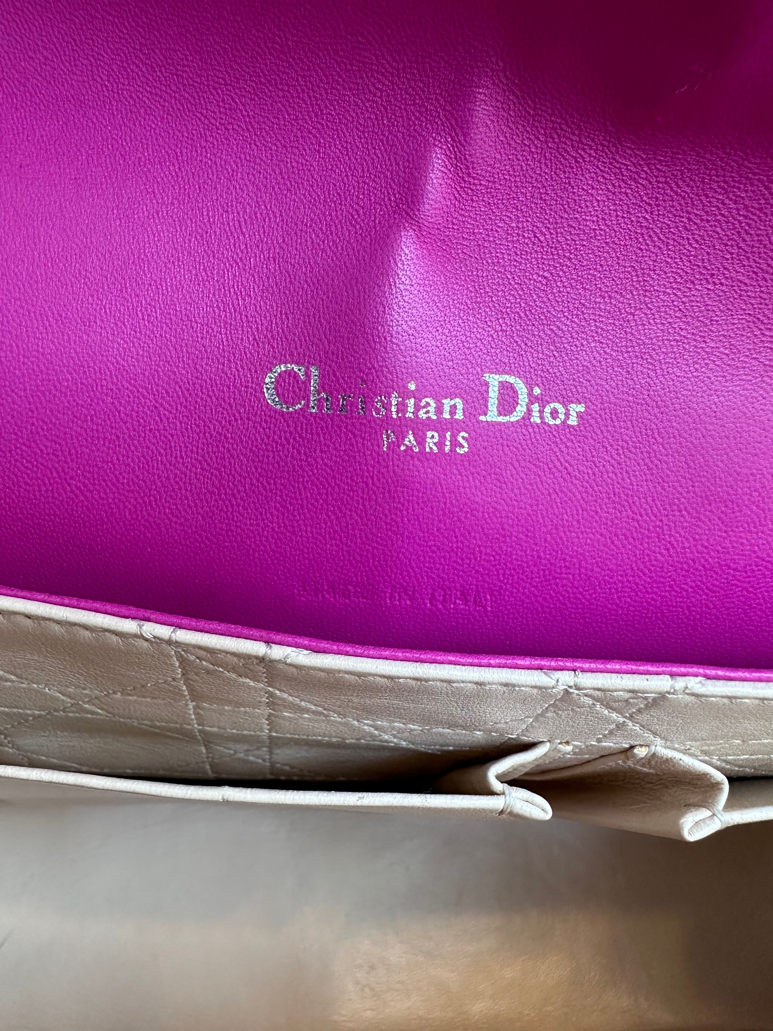Pre-Owned DIOR Miss Dior Large Fuchsia Cannage Flap Bag