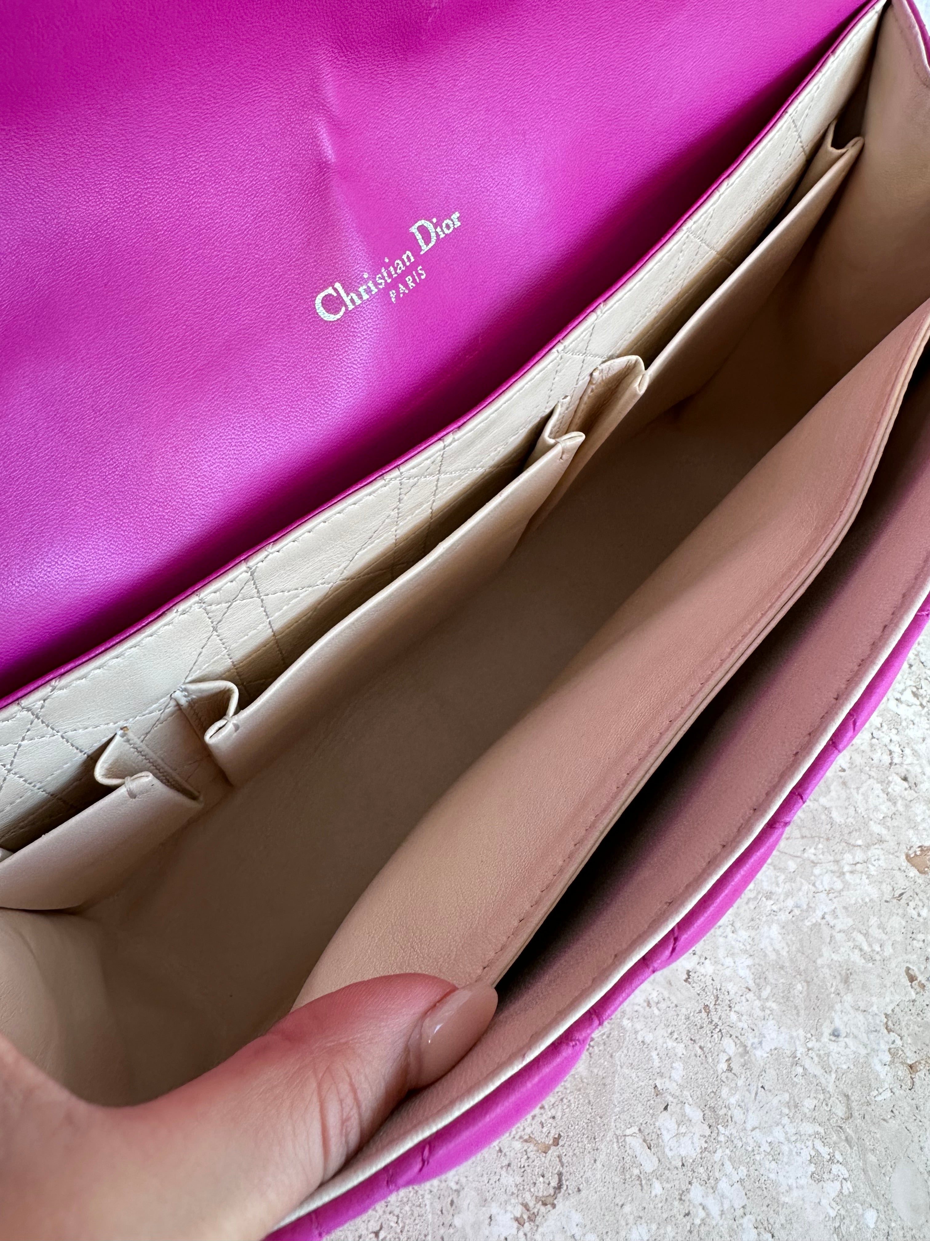 Pre-Owned DIOR Miss Dior Large Fuchsia Cannage Flap Bag