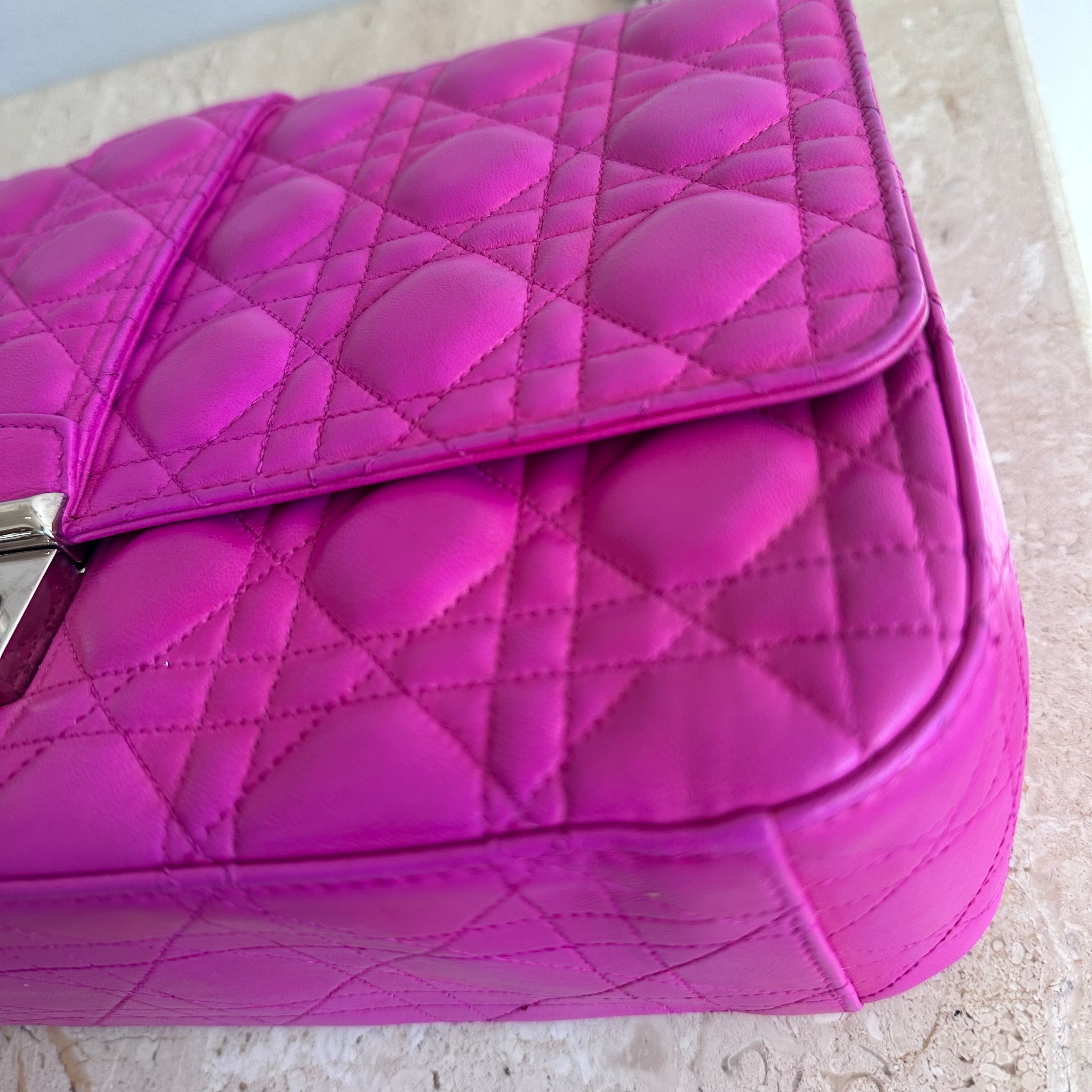 Pre-Owned DIOR Miss Dior Large Fuchsia Cannage Flap Bag
