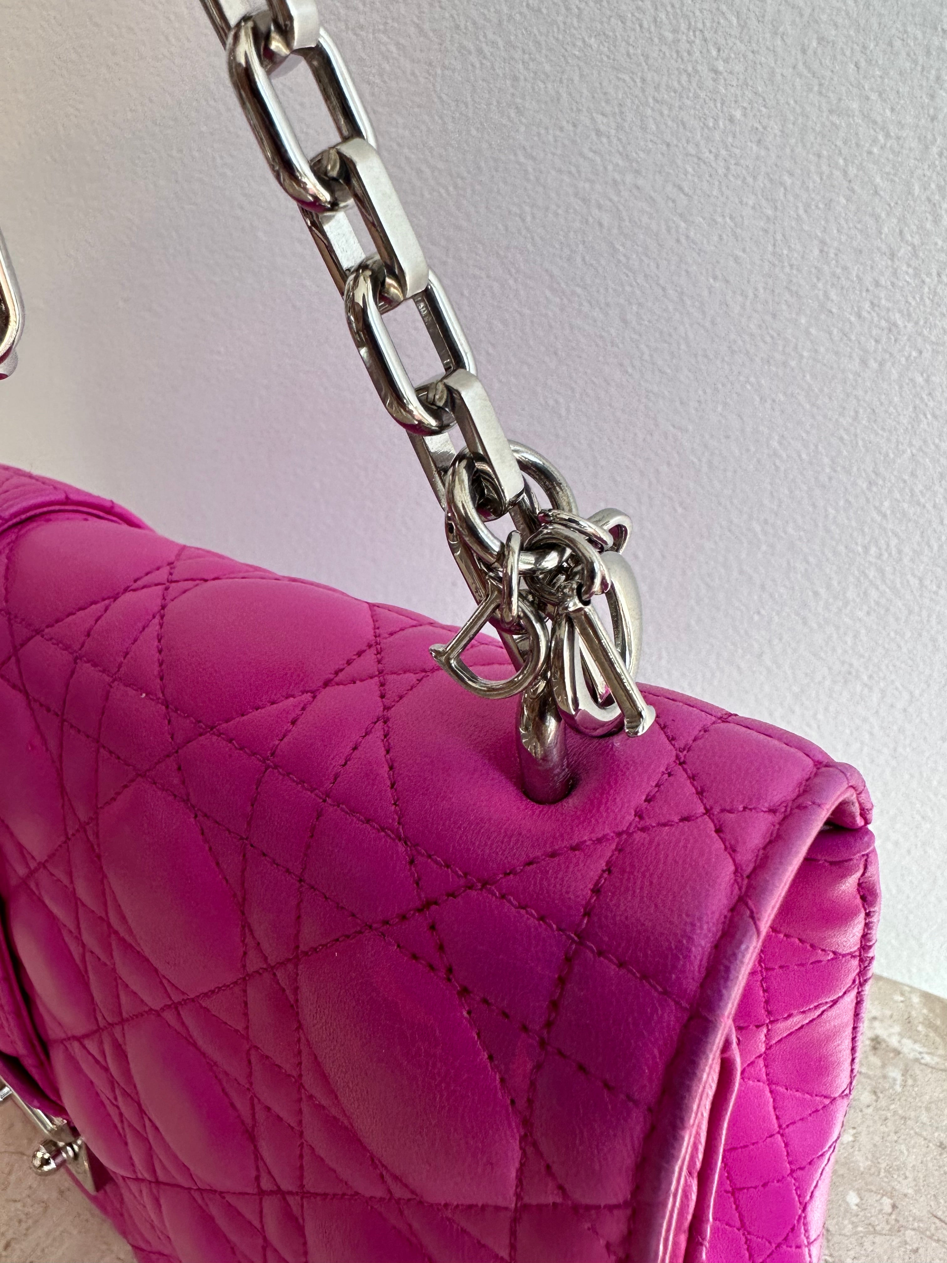 Pre-Owned DIOR Miss Dior Large Fuchsia Cannage Flap Bag