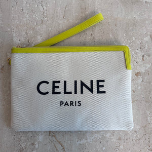 Pre-Owned CELINE Natural/Neon Canvas Pouch/Wristlet