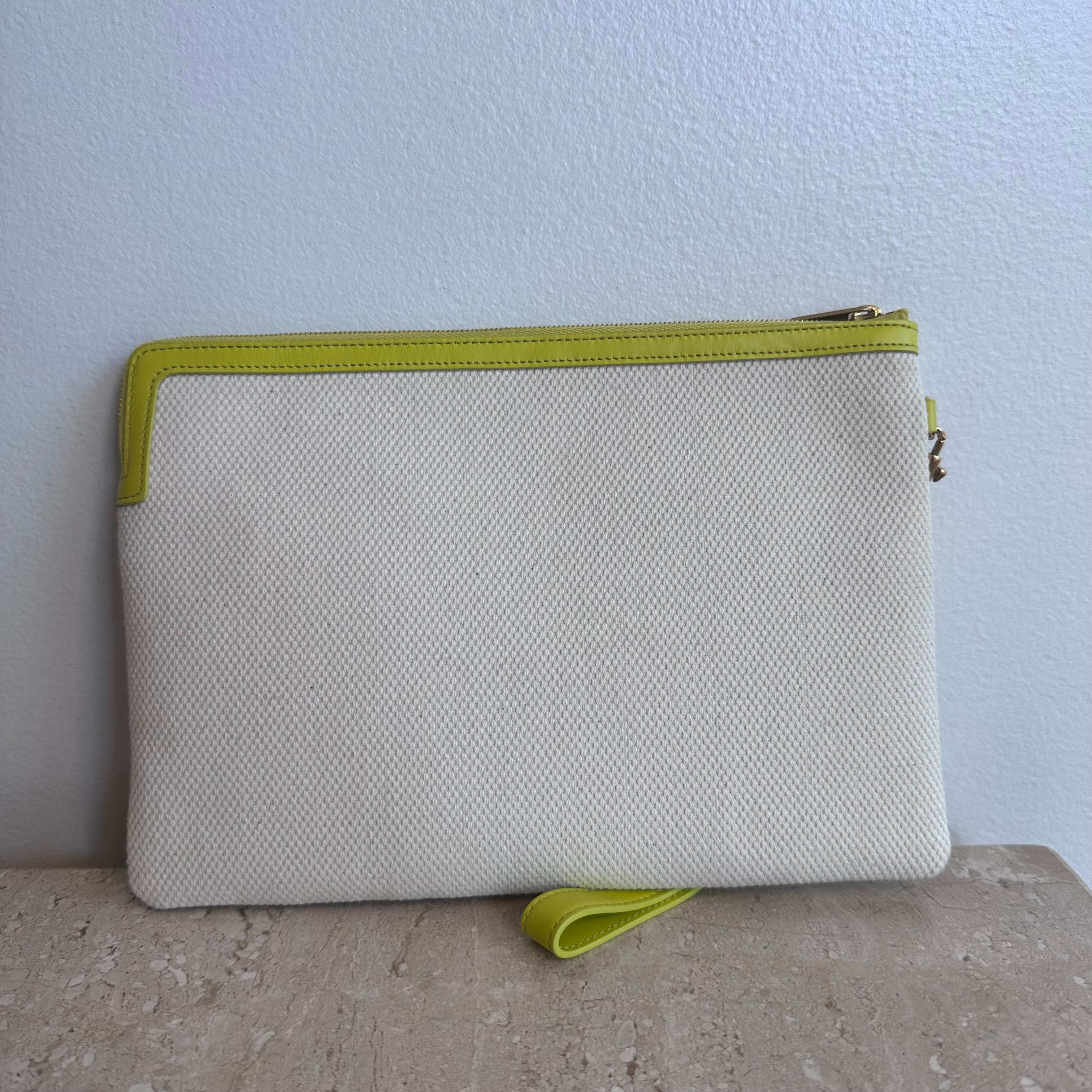 Pre-Owned CELINE Natural/Neon Canvas Pouch/Wristlet