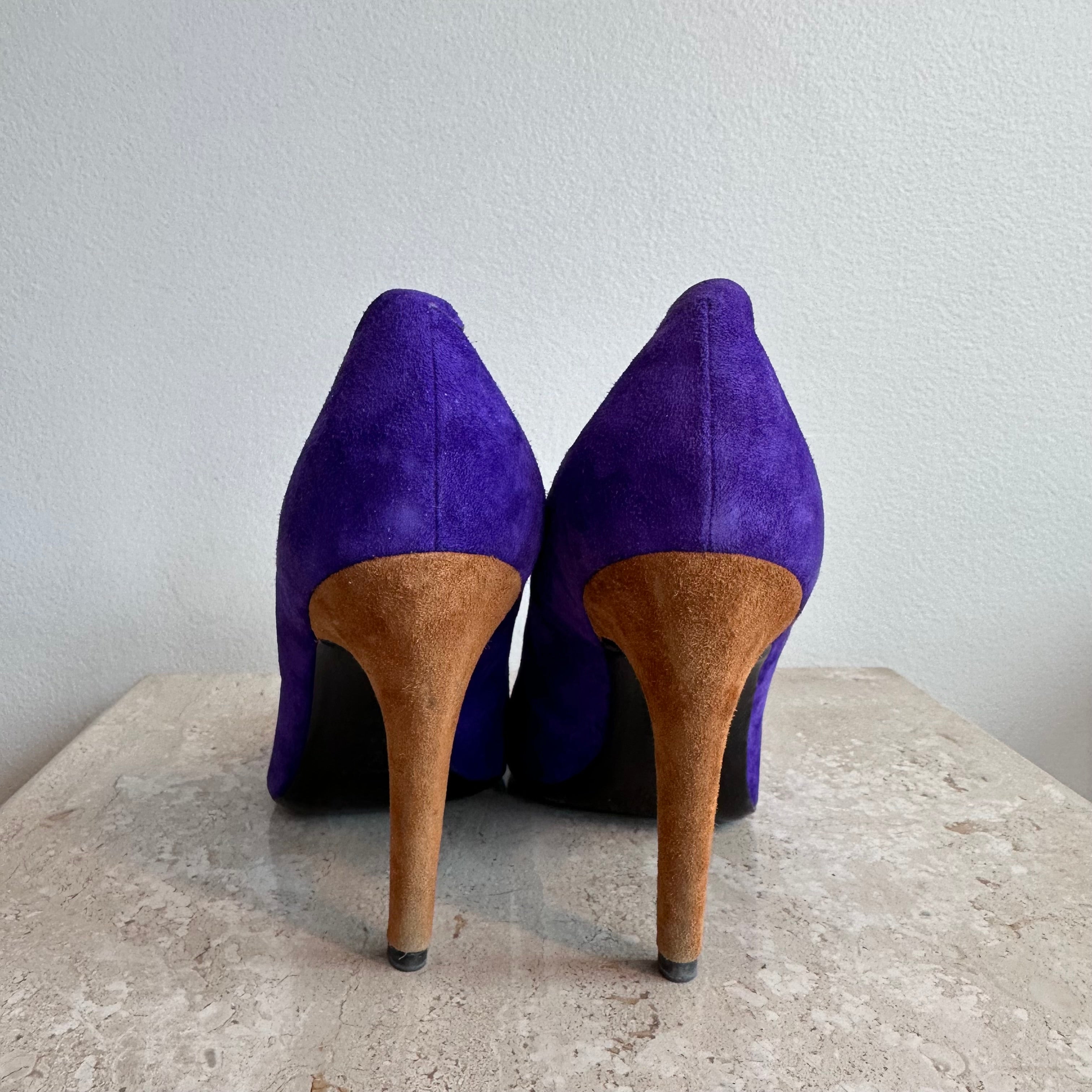Pre-Owned ROGER VIVIER Purple and Brown Suede Classic Pumps Size 39.5