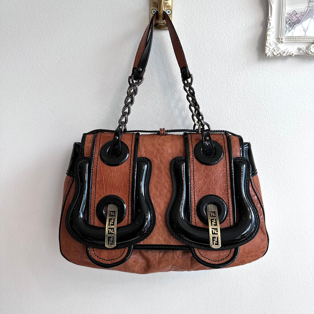 Pre-Owned FENDI Nappa Patent Medium B Bag