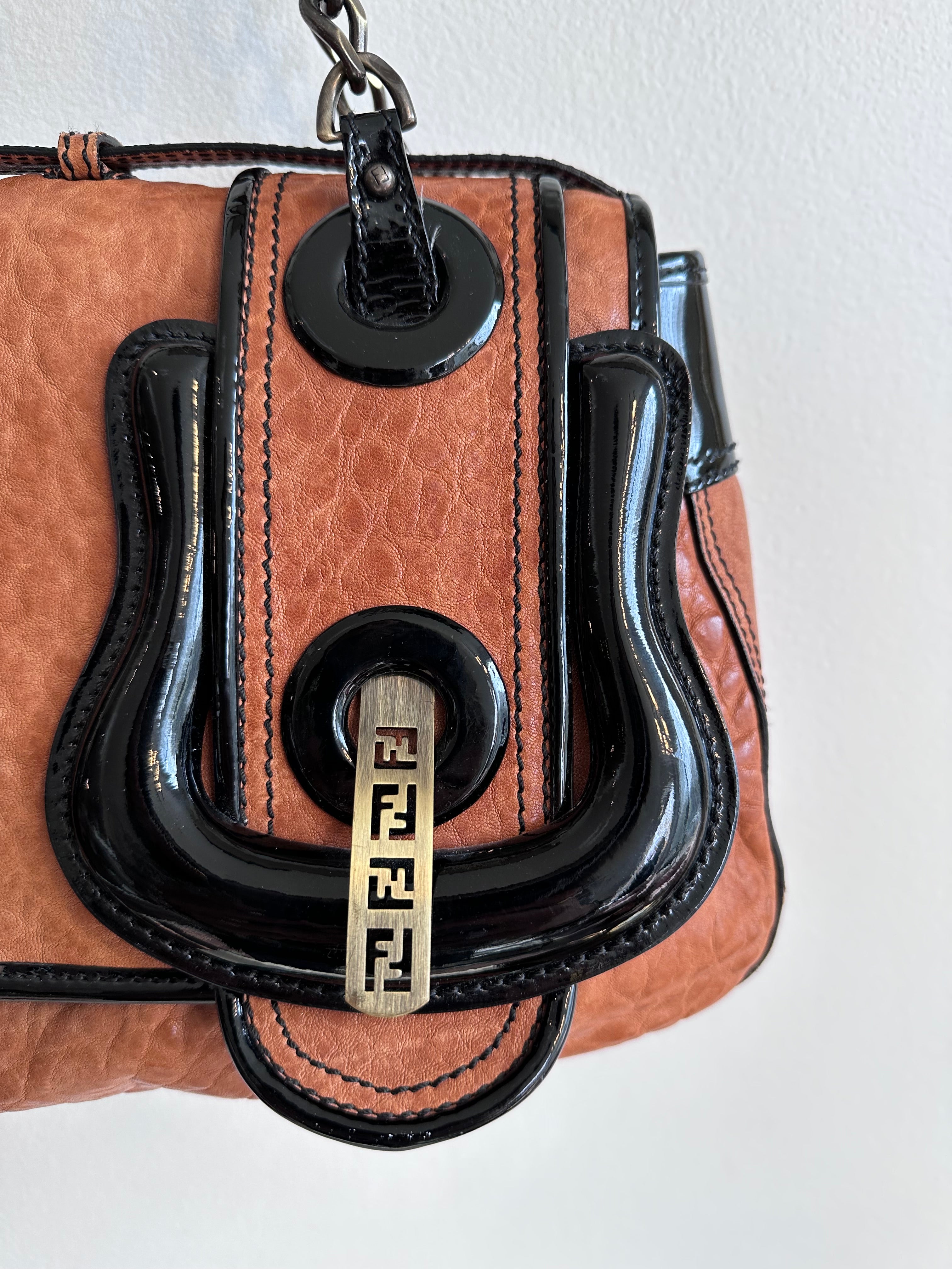 Pre-Owned FENDI Nappa Patent Medium B Bag