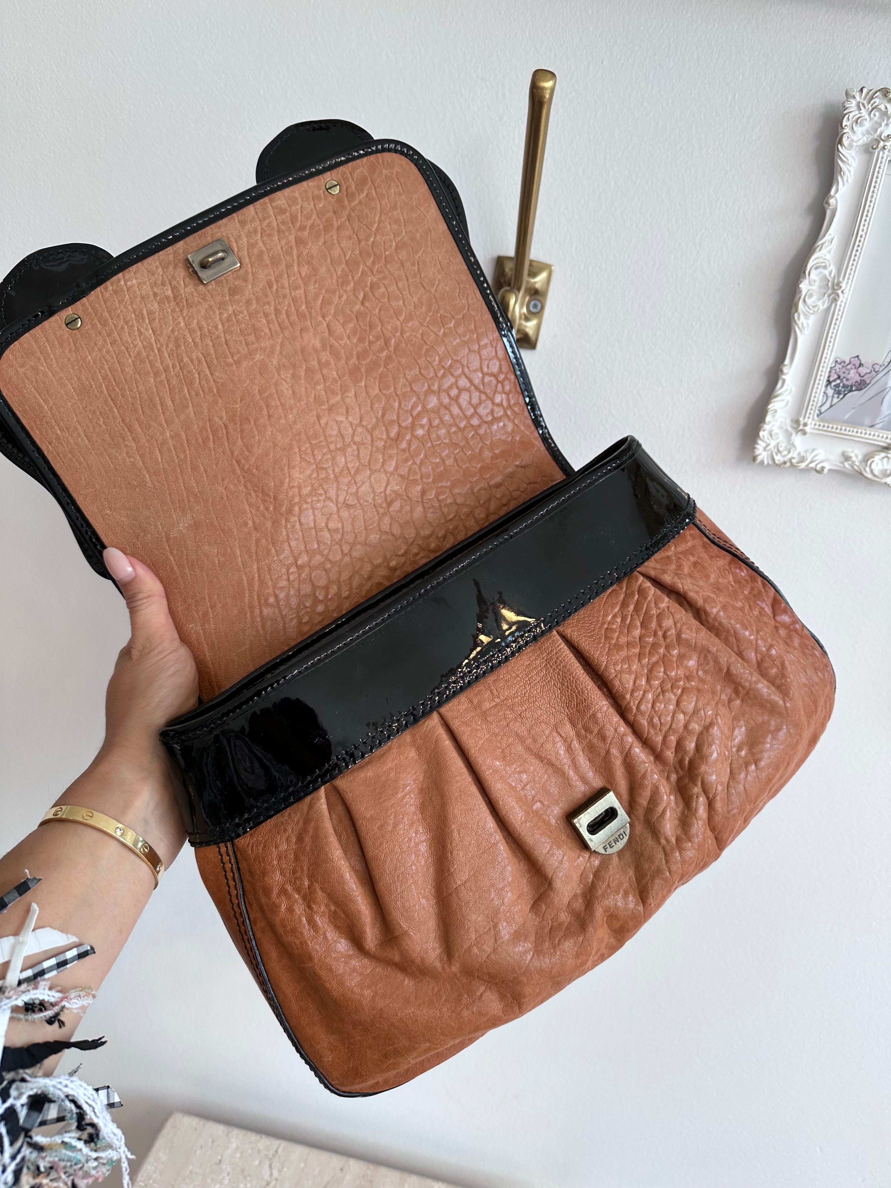 Pre-Owned FENDI Nappa Patent Medium B Bag