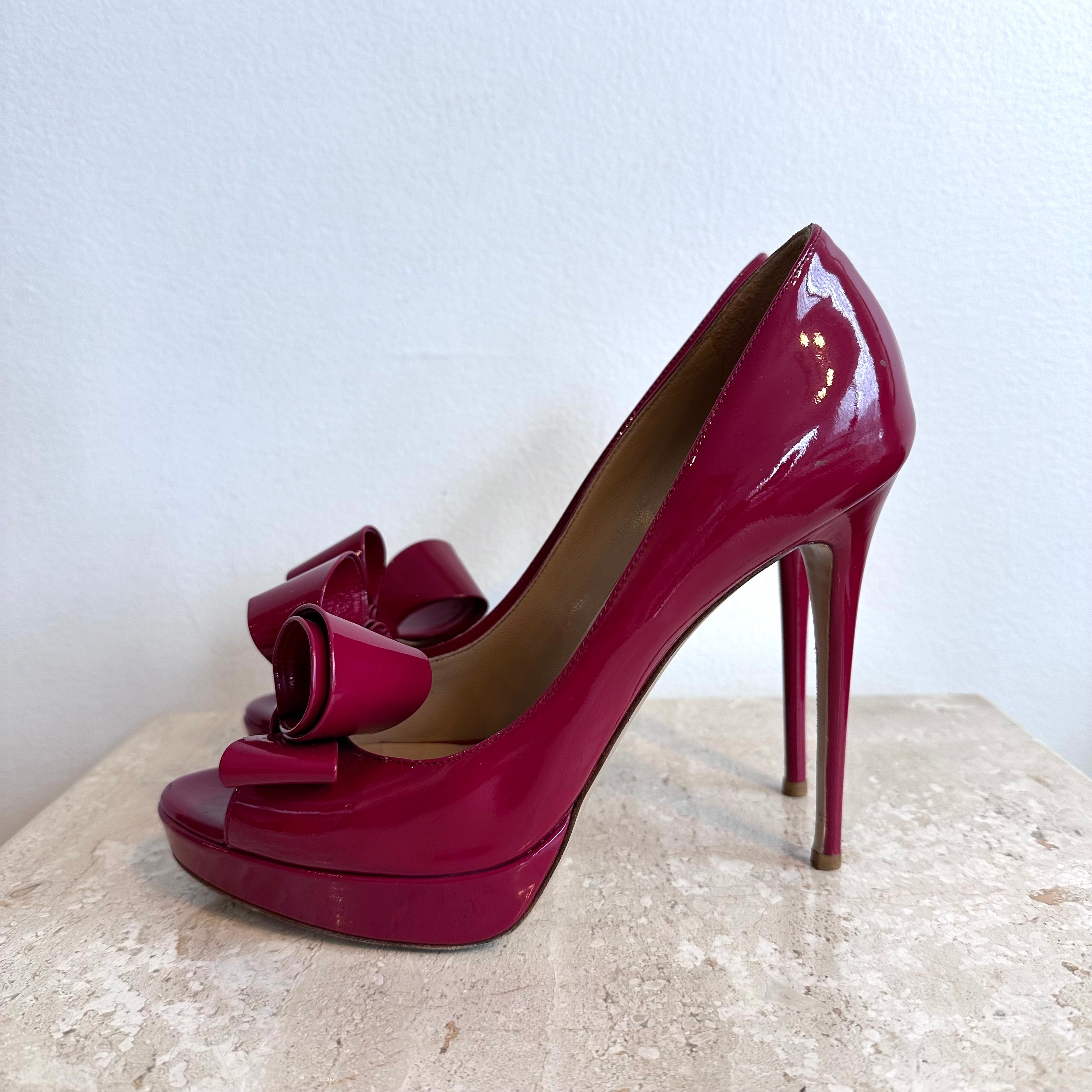 Pre-Owned VALENTINO Size 39 Bow Open Toe Platform Shoes