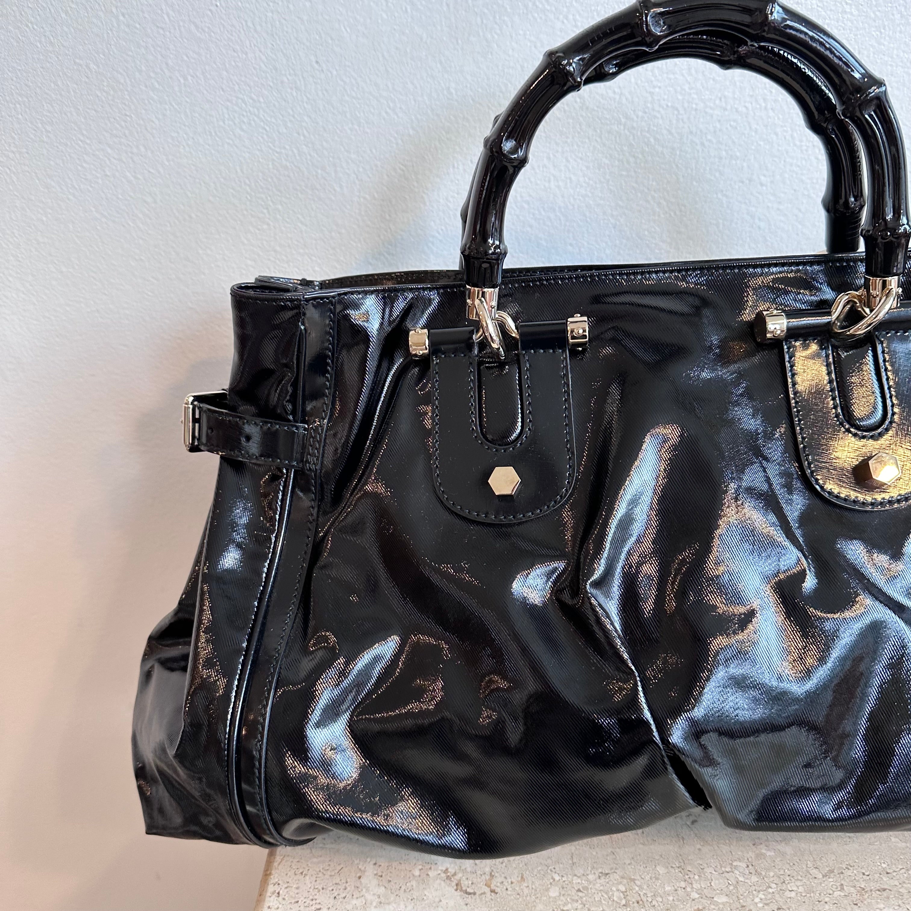 Gucci black patent leather bag outlet