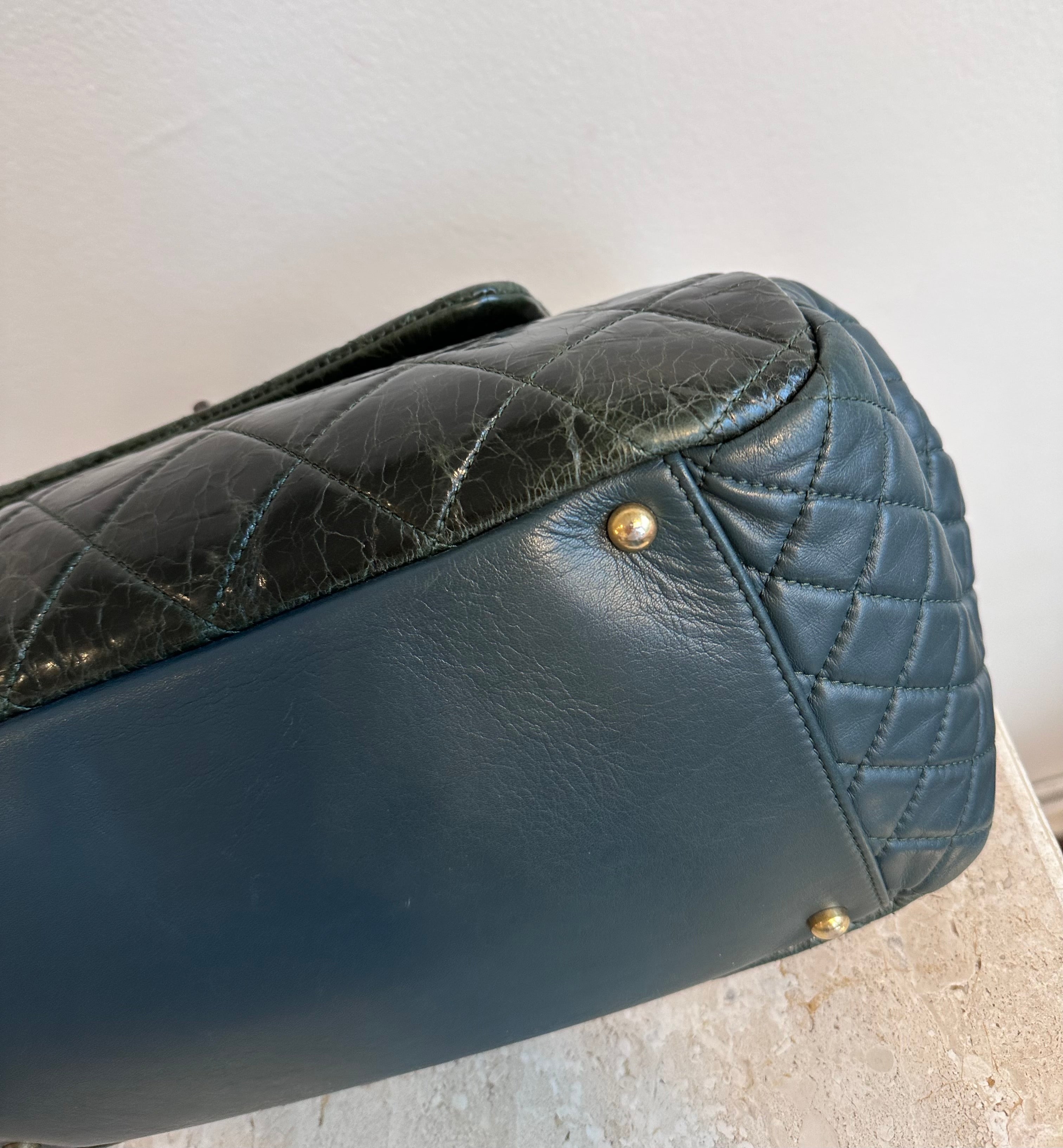 Pre-Owned CHANEL Dark Green Quilted Lambskin Reissue Accordion Flap Bag