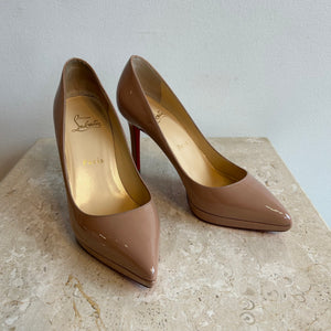 Pre-Owned CHRISTIAN LOUBOUTIN Pigalle Plato Nude Patent Pump 100 ...